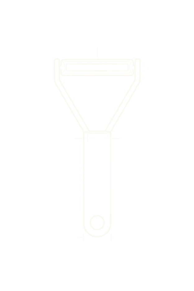 Line drawing of a Y-shaped citrus peeler.