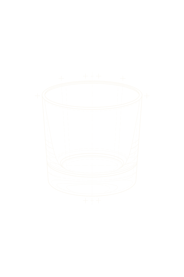 Line drawing of a short rocks tumbler with a thick base.